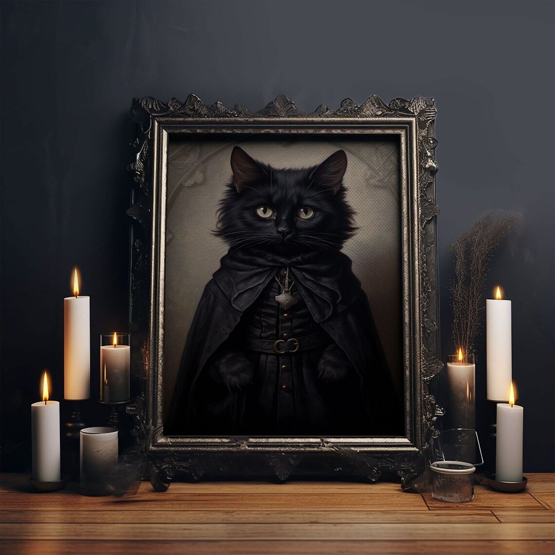 Victorian Cat Portrait, Gothic Halloween Art Print - Image 5