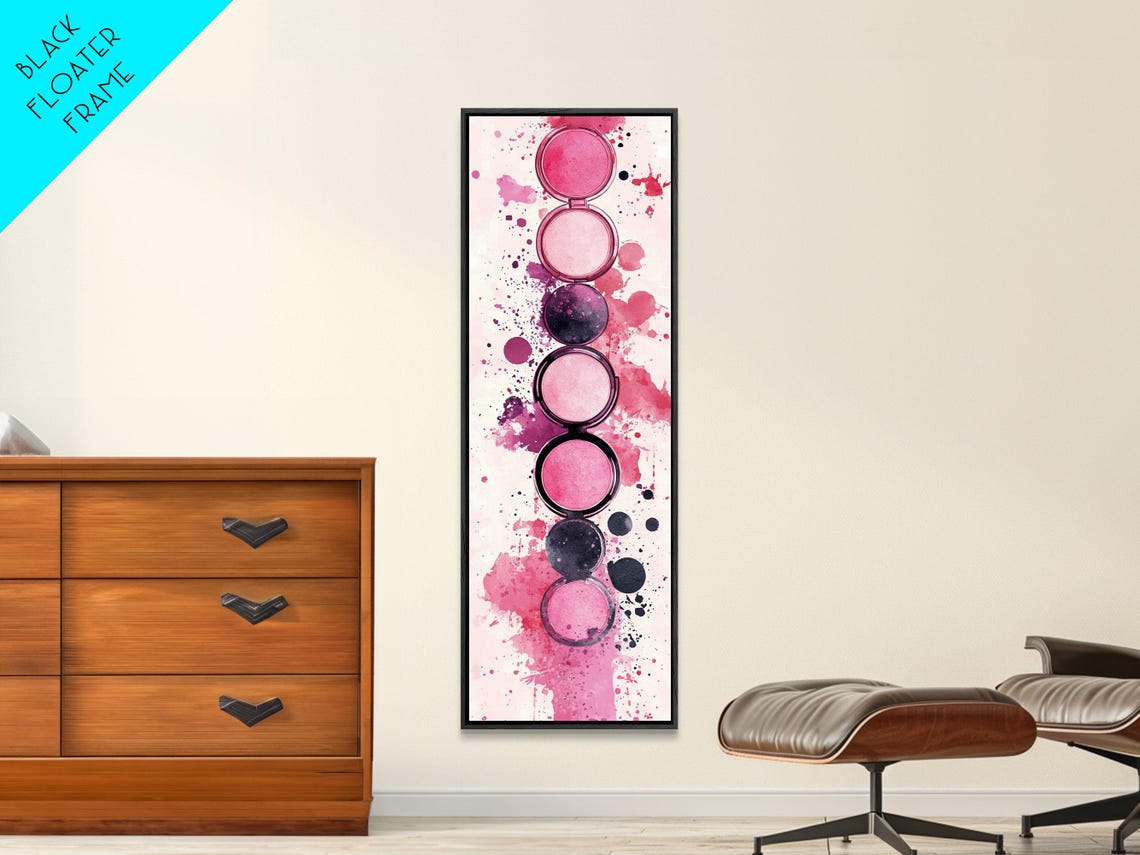 Pink Makeup Palette Watercolor Abstract Vertical Beauty Room Poster - Image 2