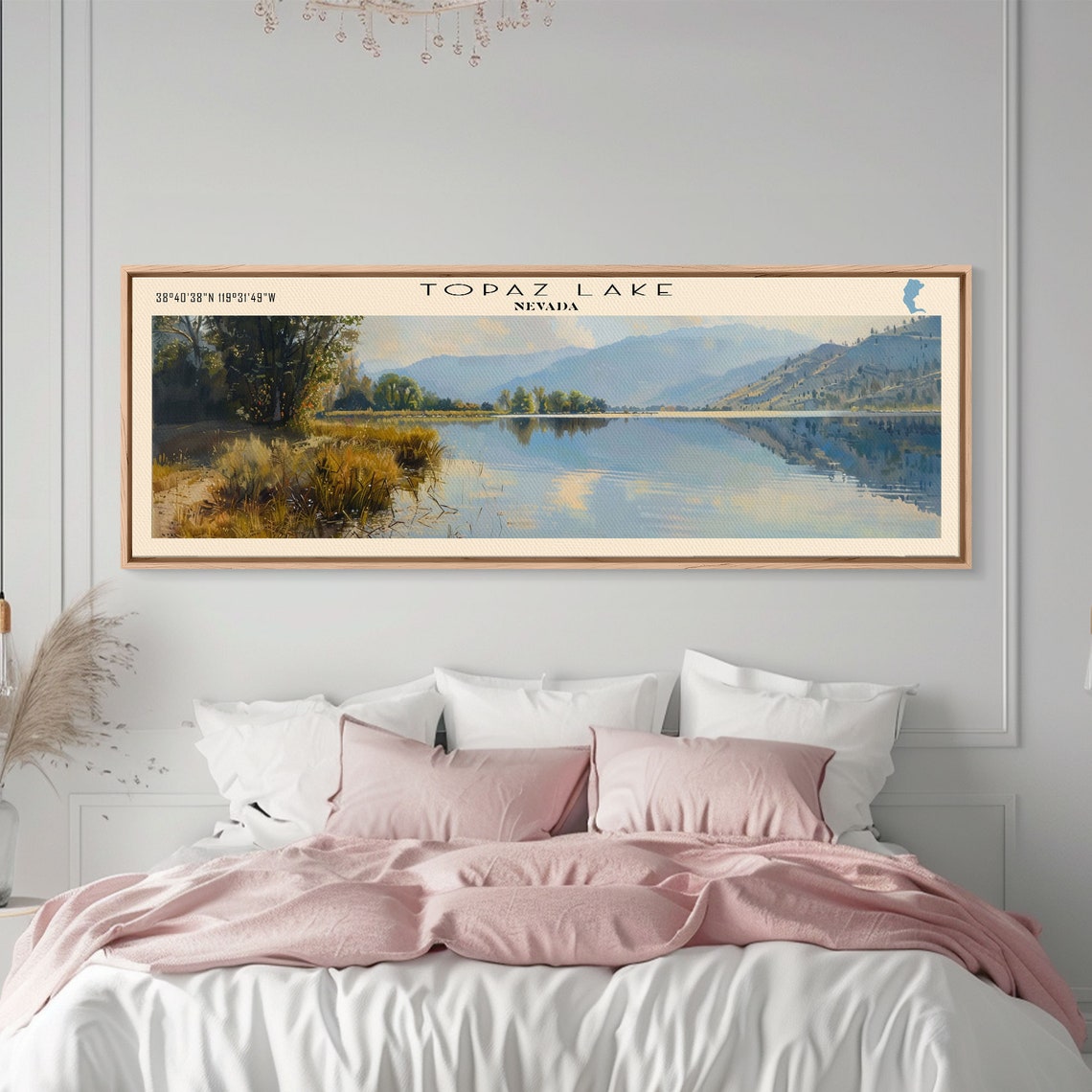Topaz Lake Nevada Panoramic Mountain Reflection Calm Water Poster - Image 2