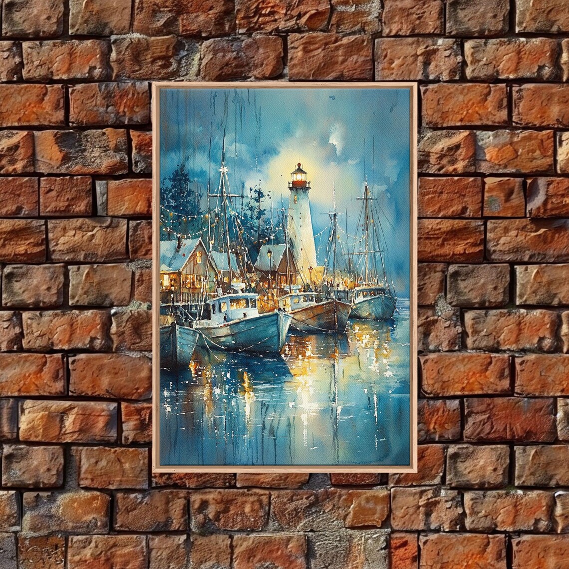 Sailboats In Winter Lake, Christmas Holiday Wall Art - Image 3