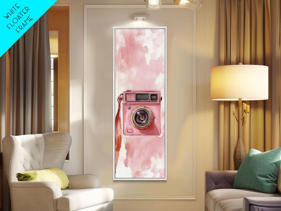 Vintage Camera Print Whimsical Art Cottagecore Wall Art Light Pink Wall Art Rustic Decor Gift Idea Vertical Feminine Art - Image 3
