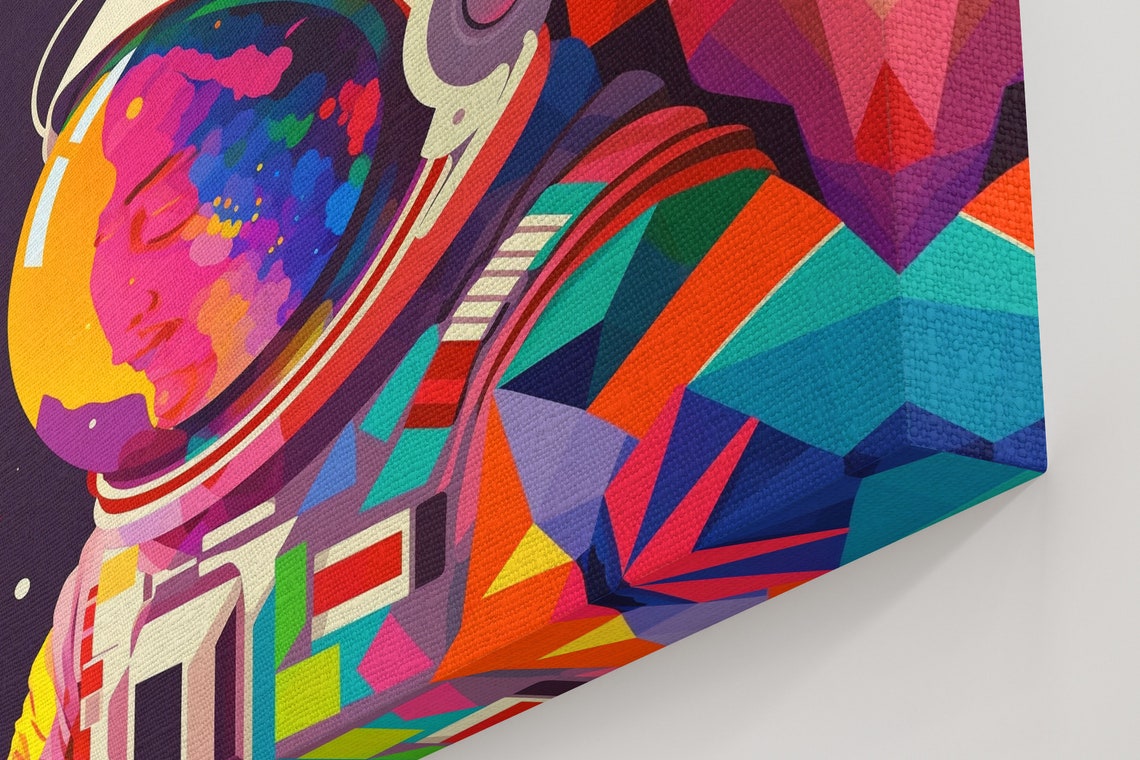 Psychedelic Astronaut Pop Art Colorful Space Explorer Geometric Poster - Image 2