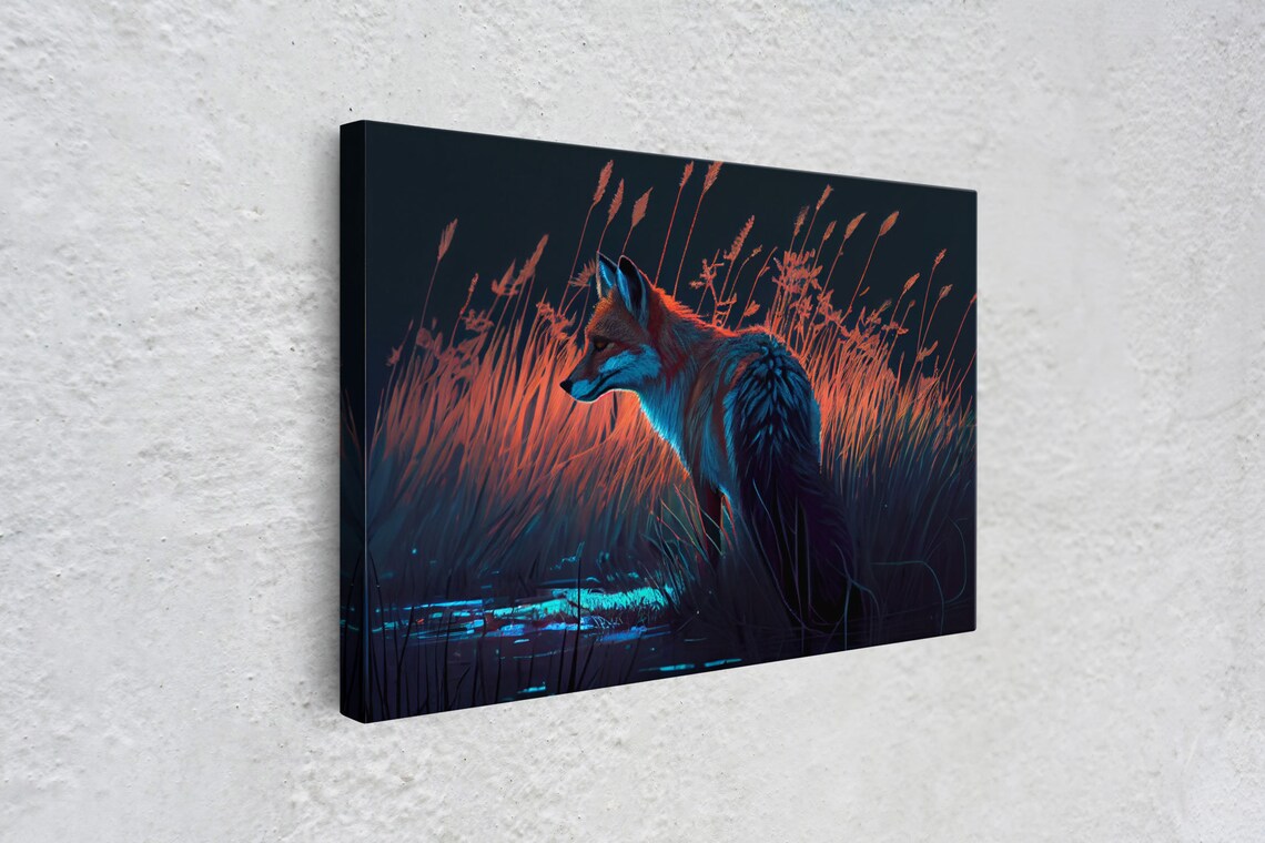 Fox Hunting in Tall Grass Wall Art Print, Wildlife - Image 4