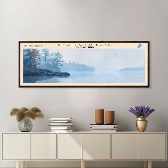 Spofford Lake New Hampshire Panoramic Framed Print Lake House Decor Wall Art Travel Poster Beautiful Lake Scene Bedroom Decor
