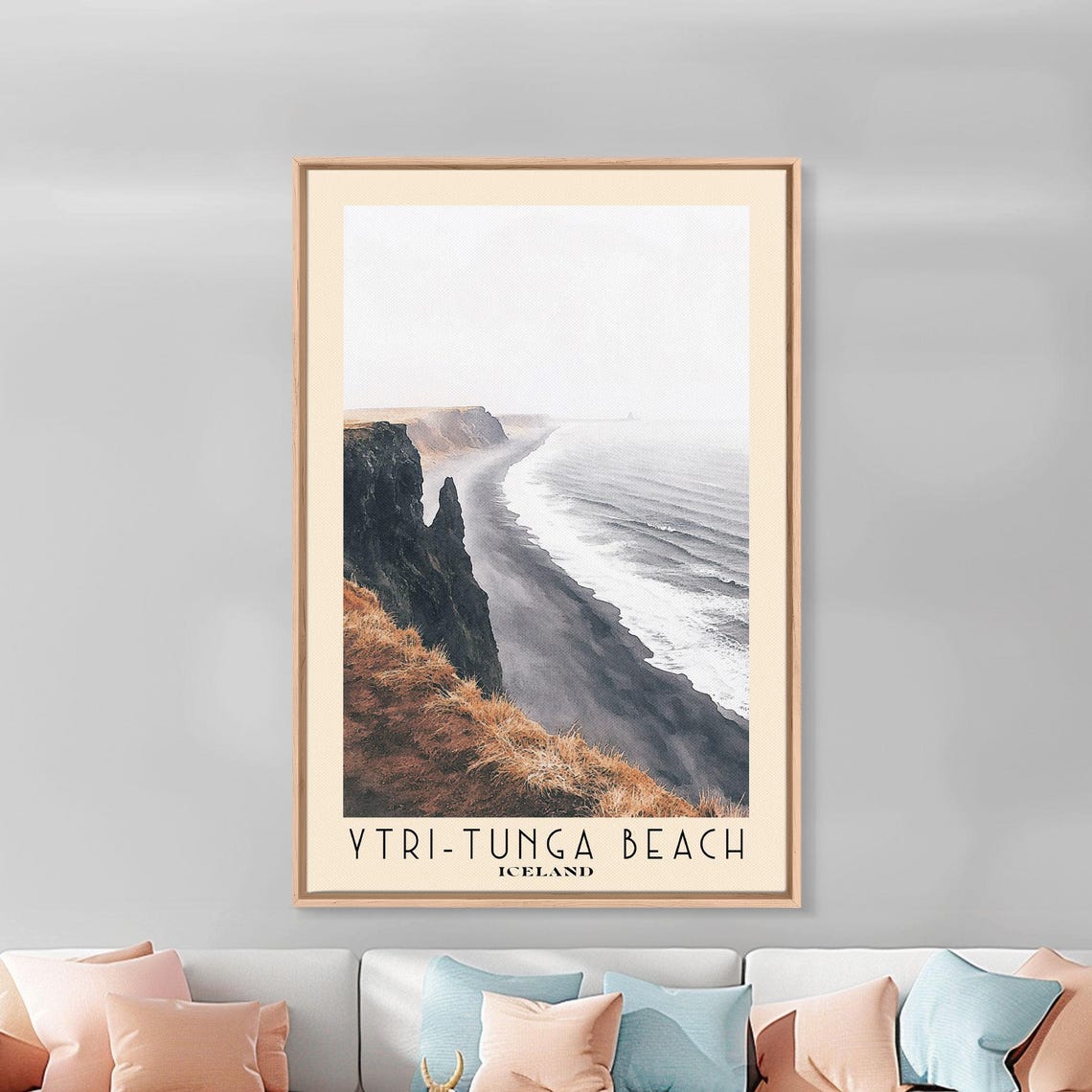 Ytri Tunga Beach Iceland Black Sand Cliffs Misty Coast Poster - Image 2