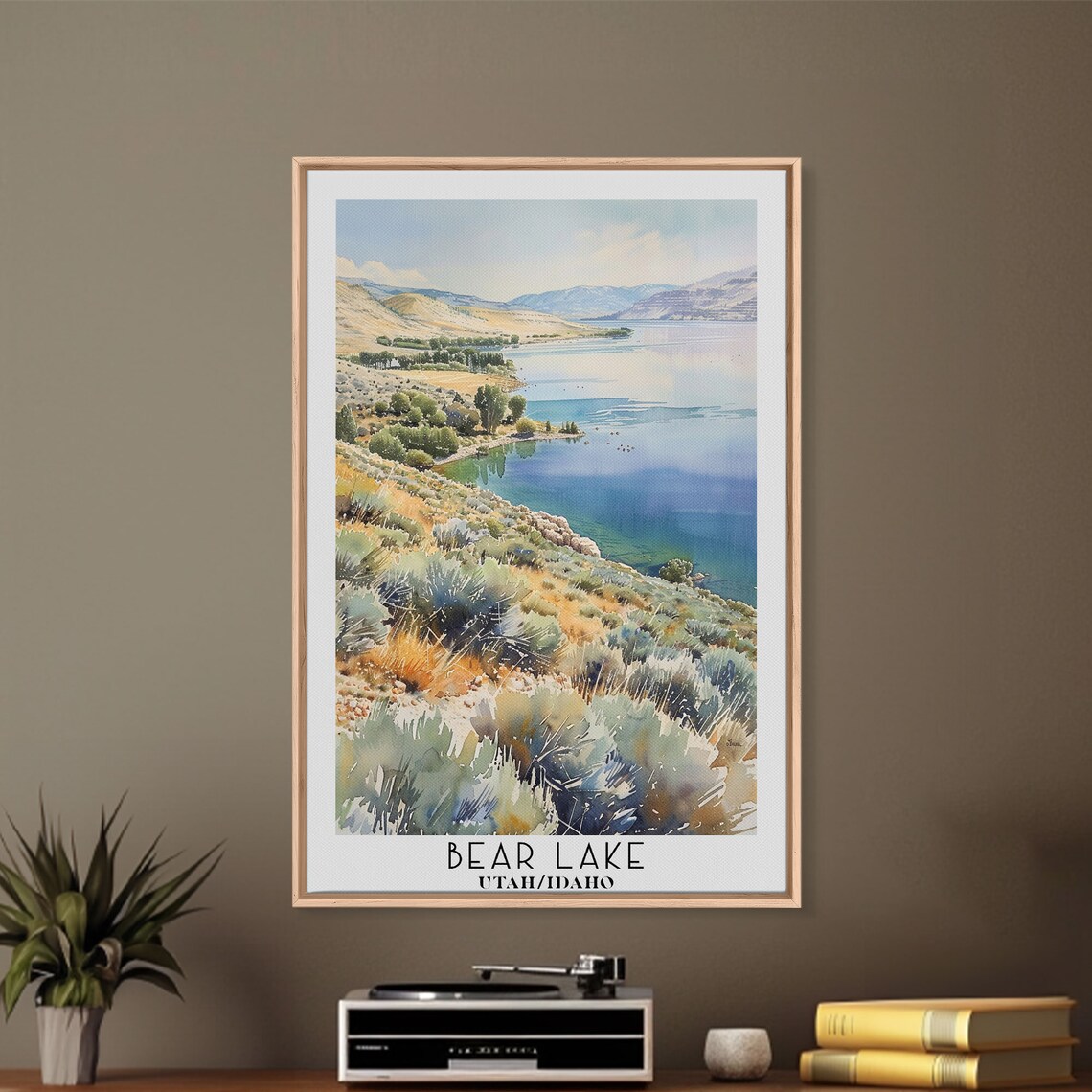 Bear Lake Utah Idaho Turquoise Watercolor Landscape Travel Poster - Image 4