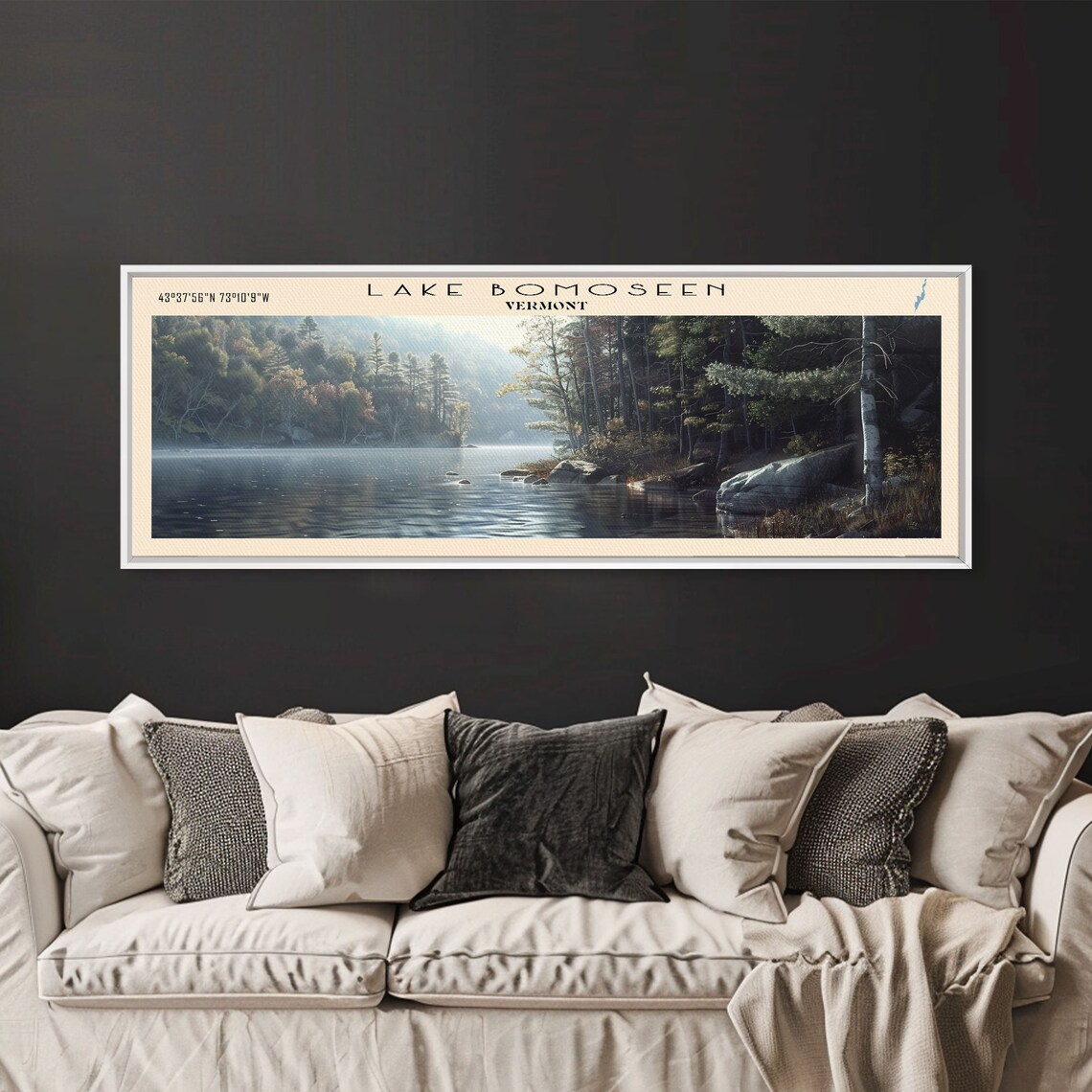 Lake Bomoseen Vermont Misty Morning Birch Forest Shore Travel Poster - Image 4