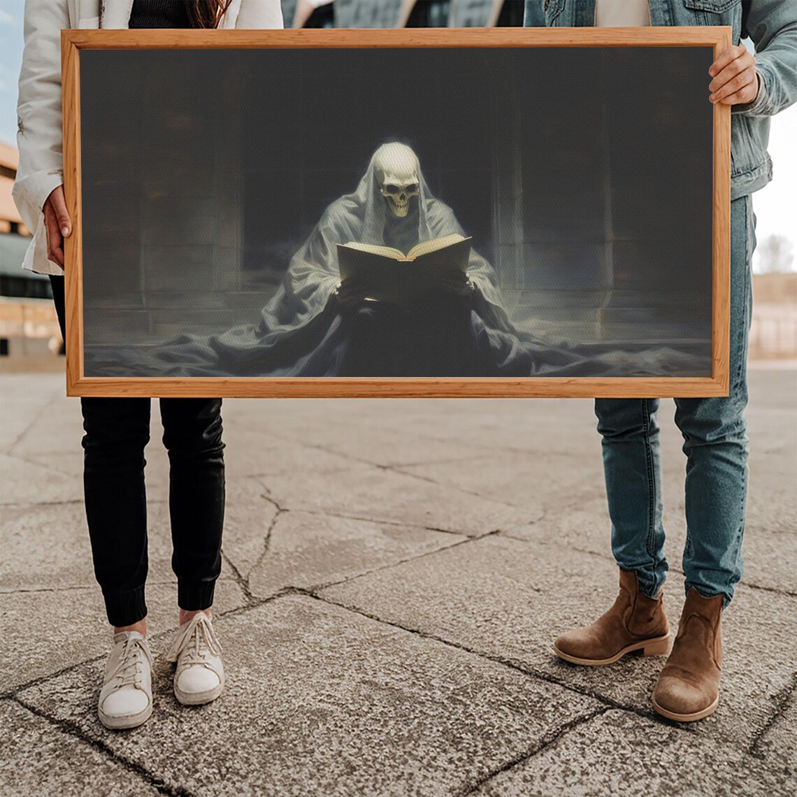 Grim Reaper Reading Book Haunted Library Dark Skeleton Art Poster - Image 5