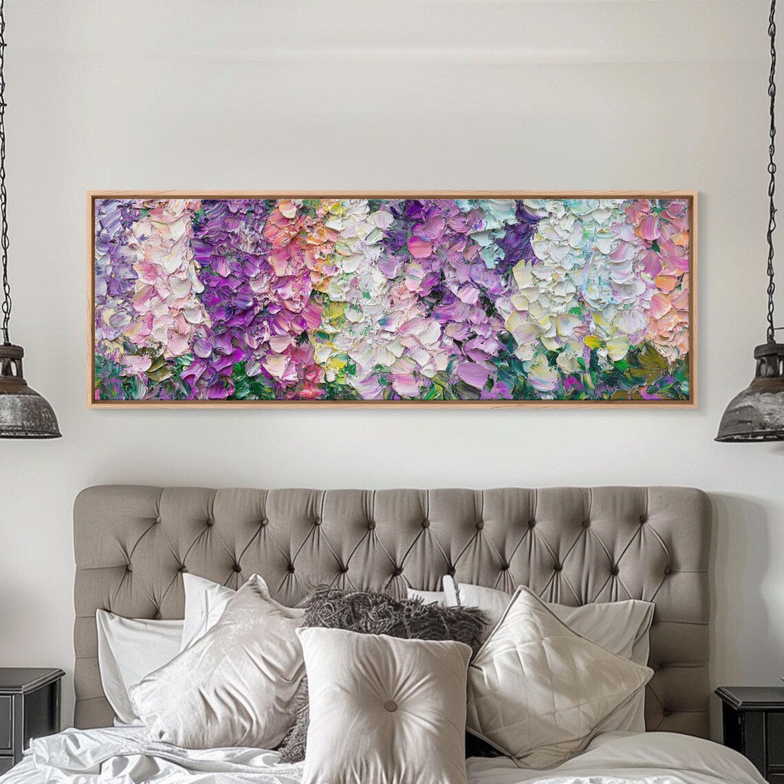 Pink Purple Impasto Floral Abstract Blossoms Oil Painting Art Poster