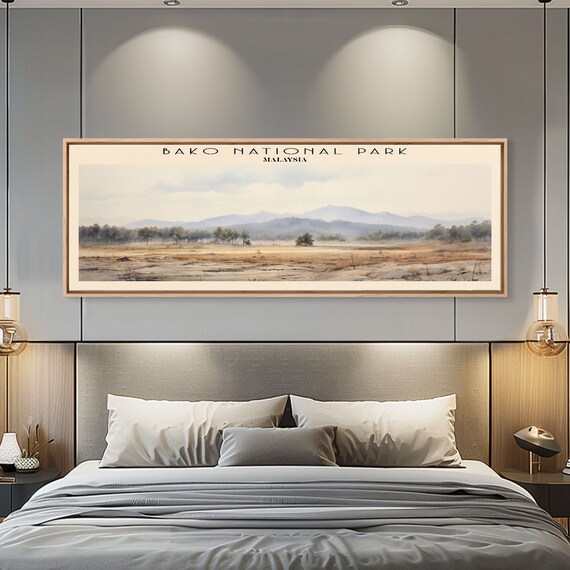 Bako National Park Malaysia Golden Grassland Morning Haze Vista Travel Poster
