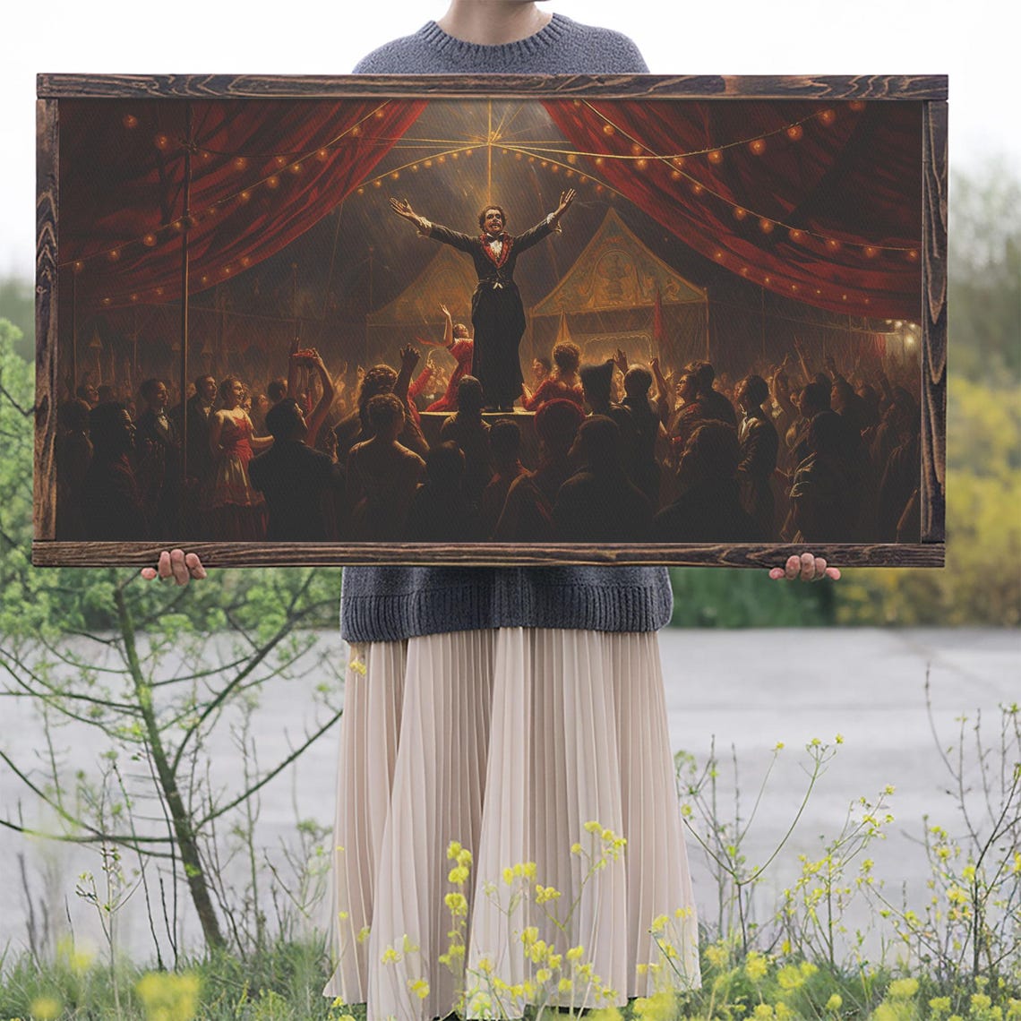 Ringmaster Triumph On Circus Stage Before Cheering Crowd Night Poster - Image 2