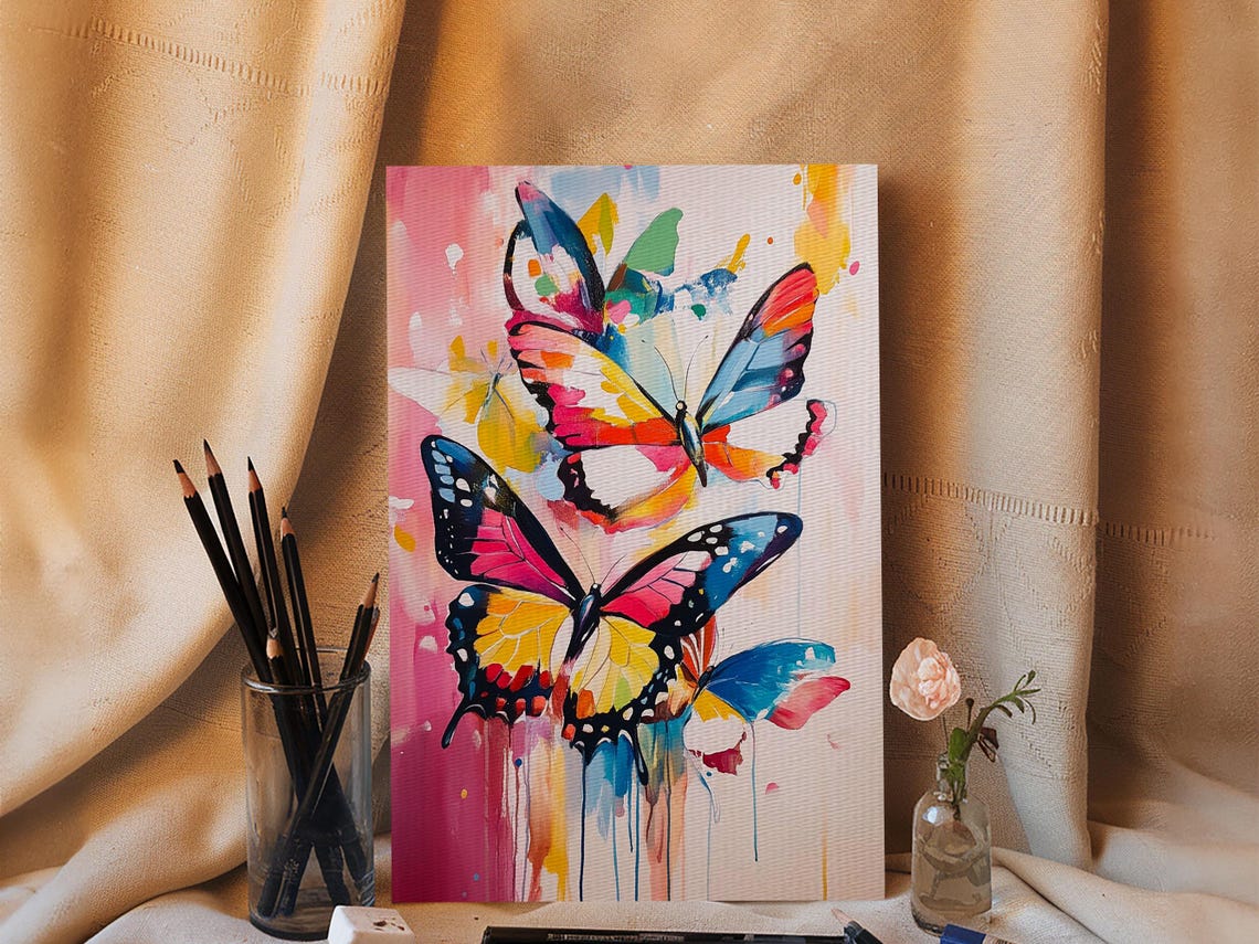 Colorful Butterflies Watercolor Art Print Bright Butterfly Wall Decor - Image 3