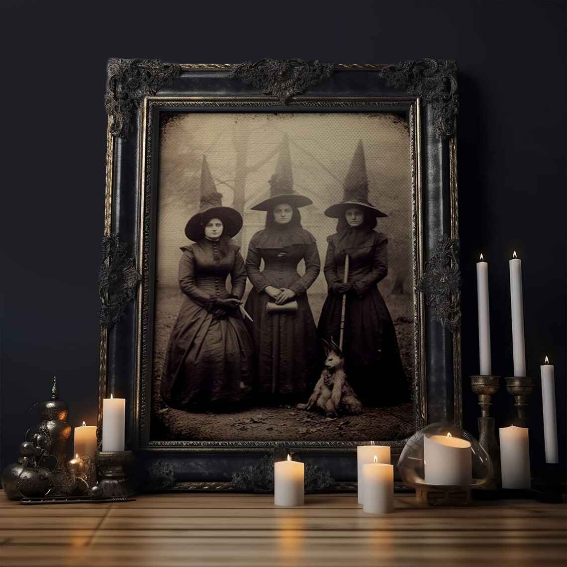 Spooky Witches Vintage Halloween Gothic Art Print