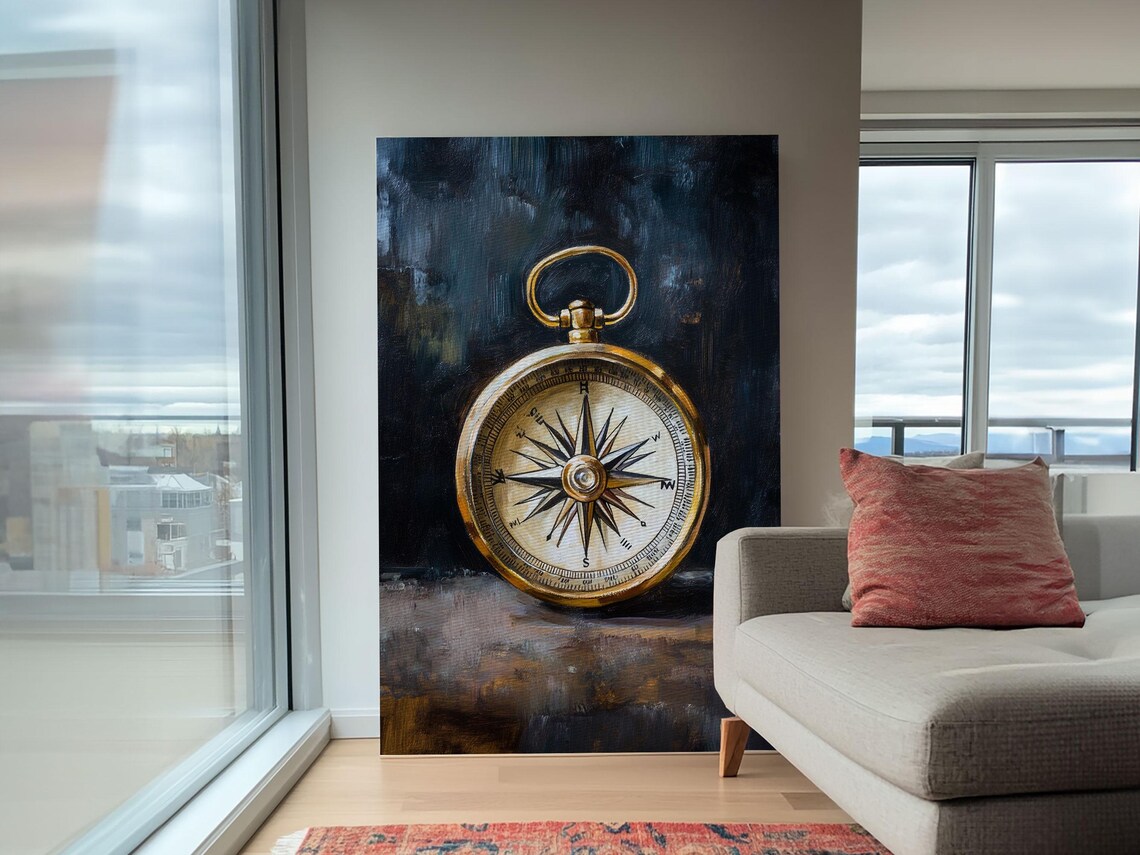 Weathered Compass Nautical Coastal Art Print - Image 4