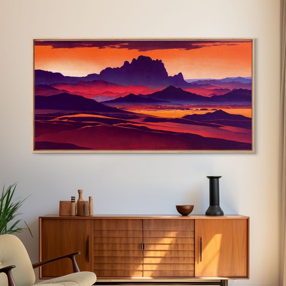 Arizona Desert Sunset Print Vaporwave Style Oversize Office Art