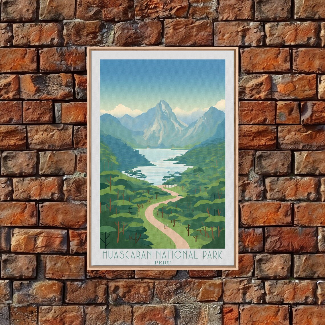 Huascaran National Park Peru Andes Snow Peaks Lake Valley Travel Poster