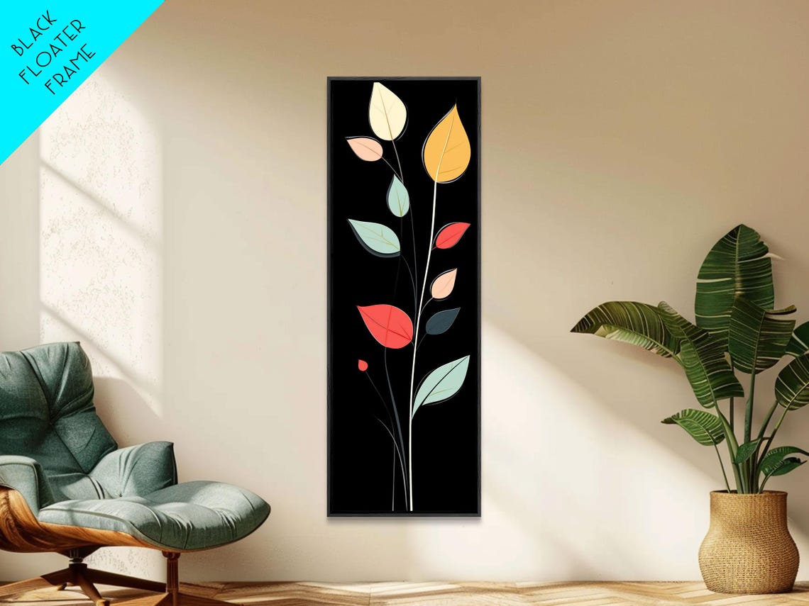 Mid Century Modern Colorful Leaves Retro Botanical Art Poster - Image 4