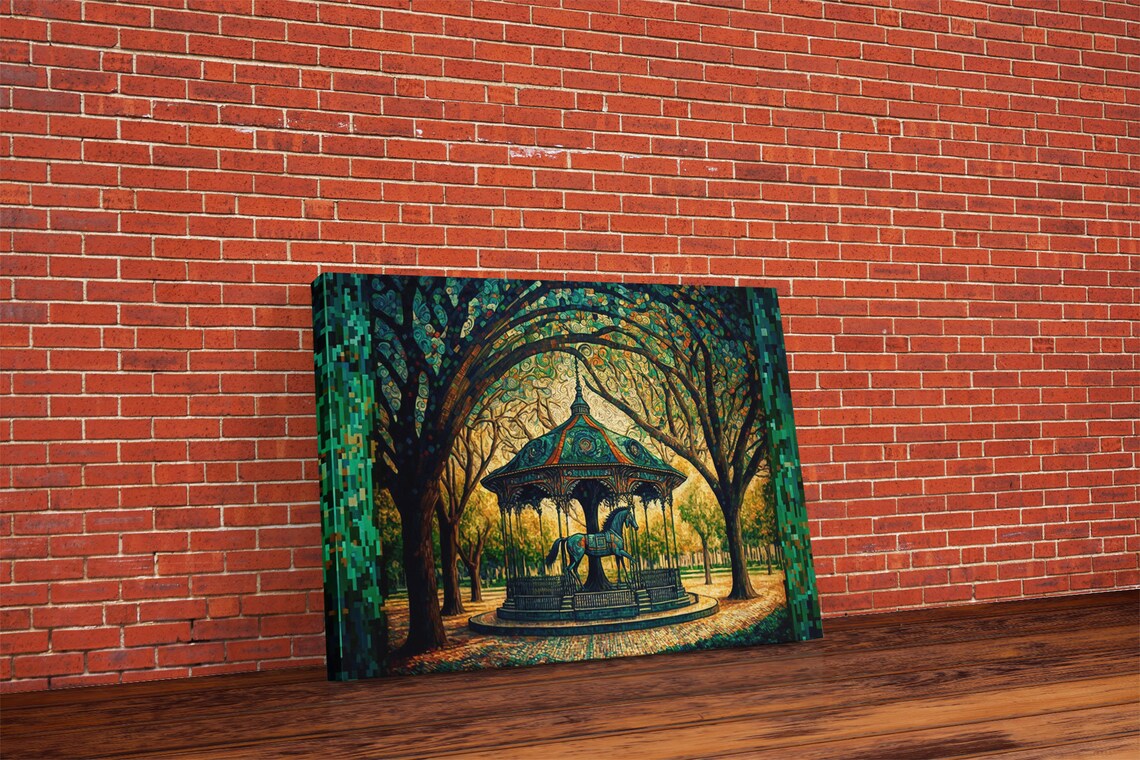 Vintage Carousel Stained Glass Style Art Print - Image 6