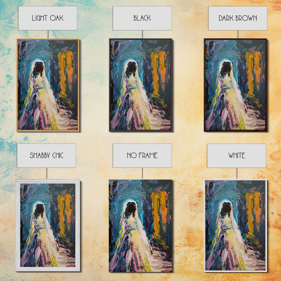 Haunted Veiled Ghost Abstract Colorful Impasto Painting Art Poster - Image 2