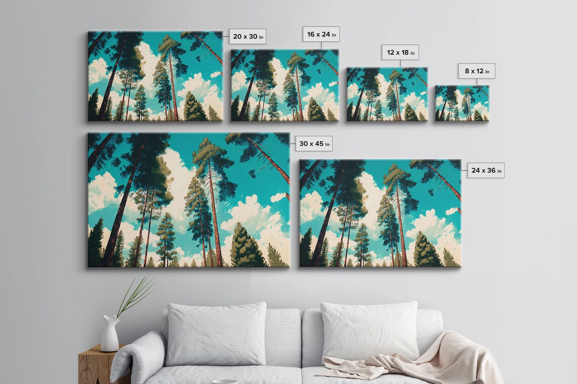 Pine Tree Forest And Blue Skies Framed Print Beautiful Wall Art Living Room Wall Decor Pine Cone Tree - Image 2