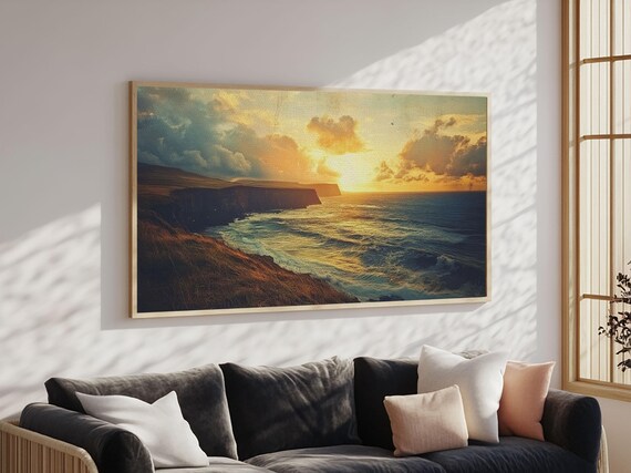 Cliffs Of Moher Framed Print Ireland Painting Ireland Decor Ireland Wall Art Living Room Home Decor