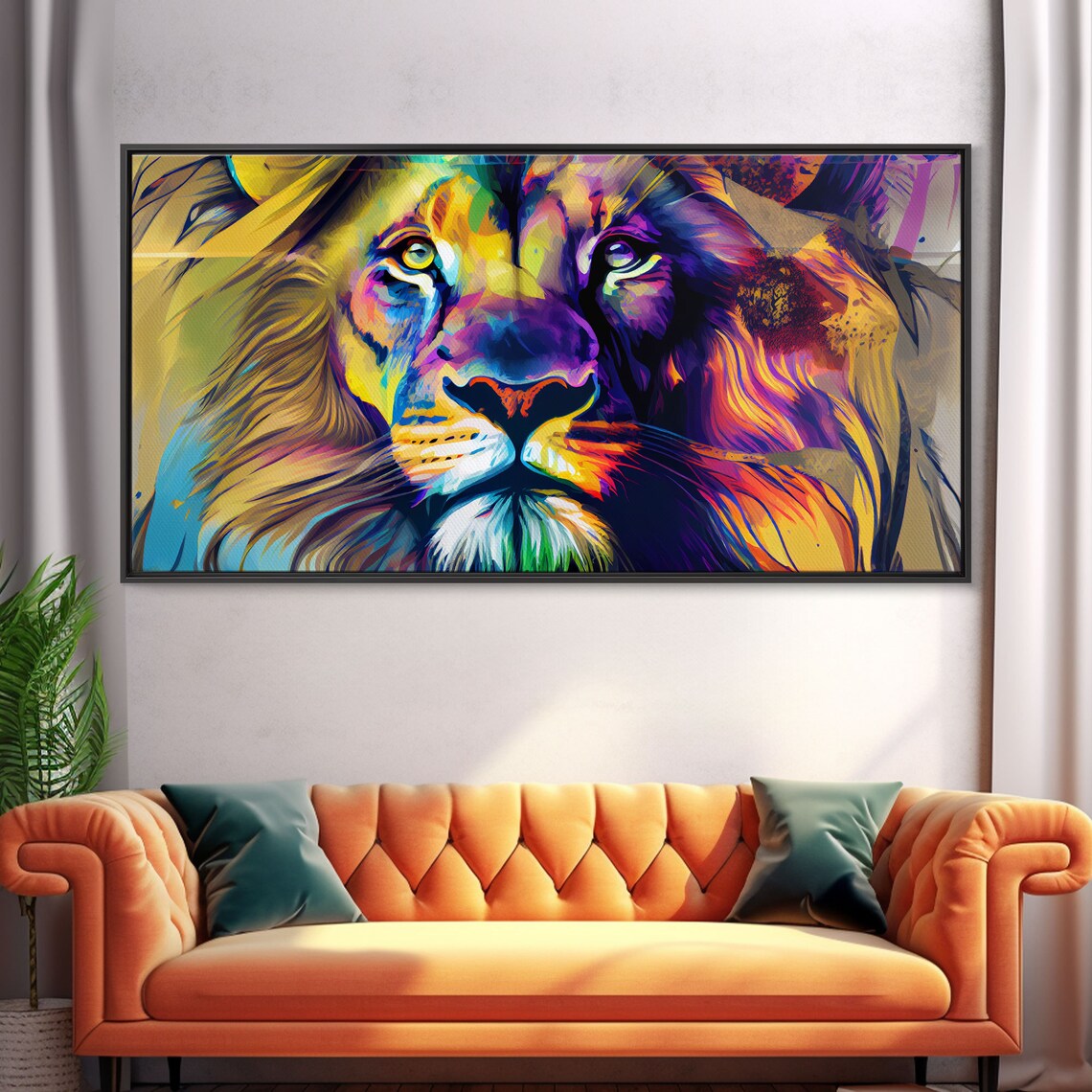 Colorful Pop Art Lion Face Vibrant Modern Wildlife Animal Portrait Poster - Image 5