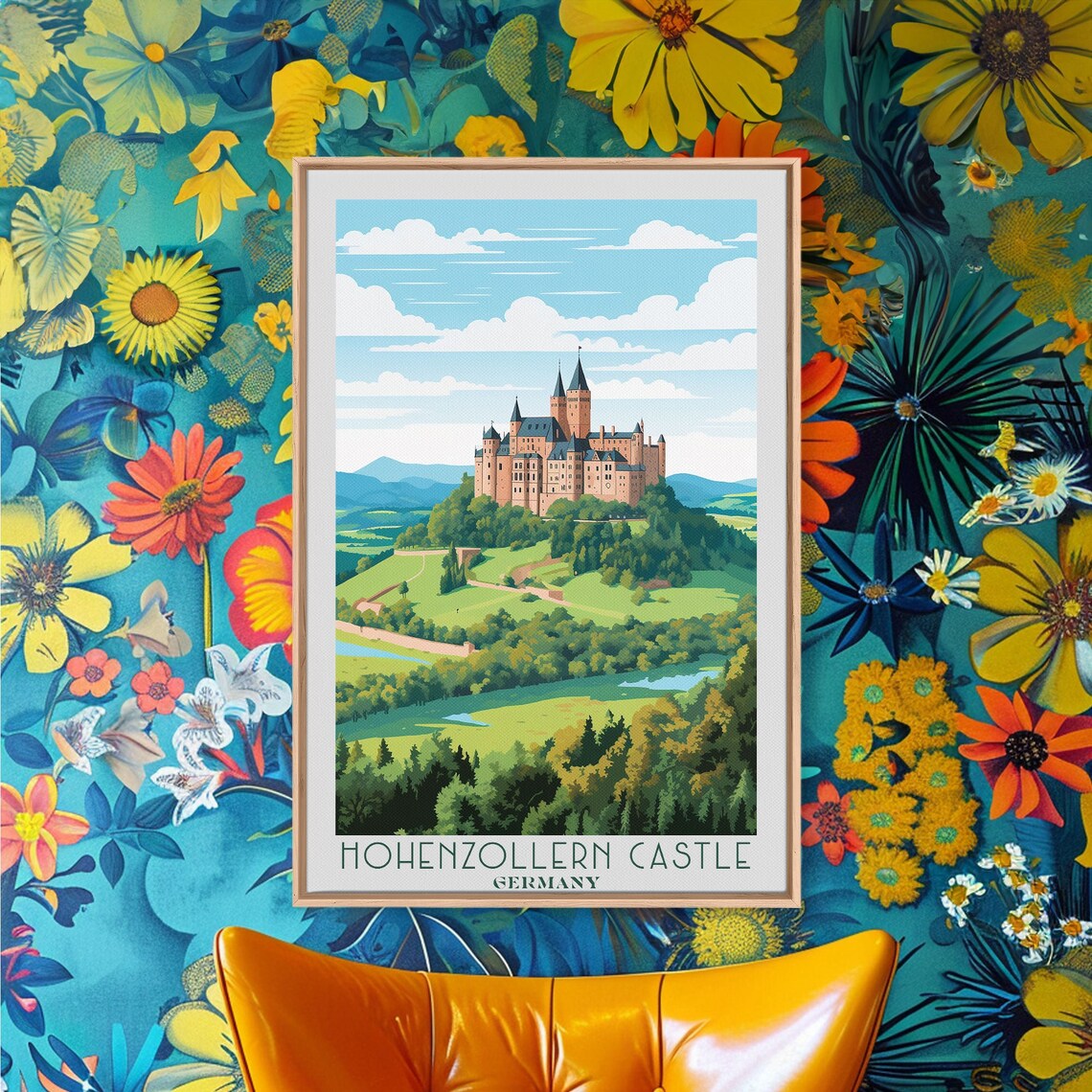 Hohenzollern Castle Germany Hilltop Fortress Green Valley Retro Poster - Image 6