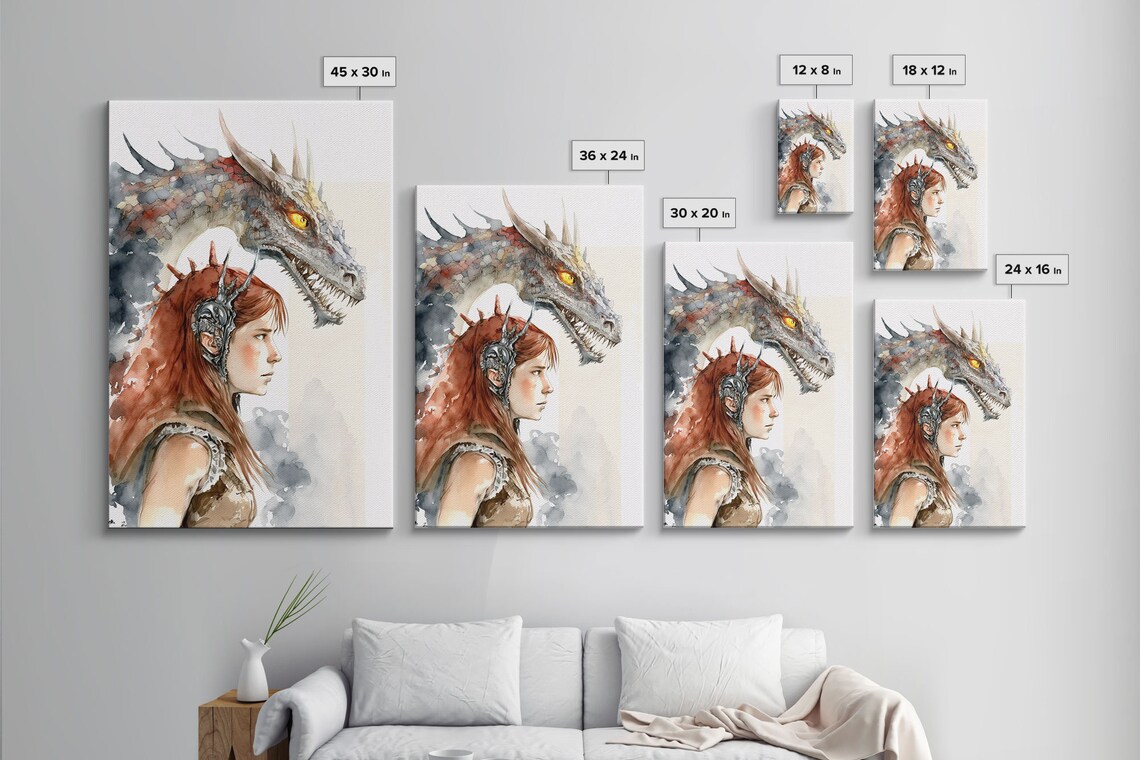 The Dragon Girl Dragon Painting Print Dragon Art Fantasy Art Fantasy Painting Wall Art Girl And Her Dragon Gamer Gift Wall Deco - Image 5