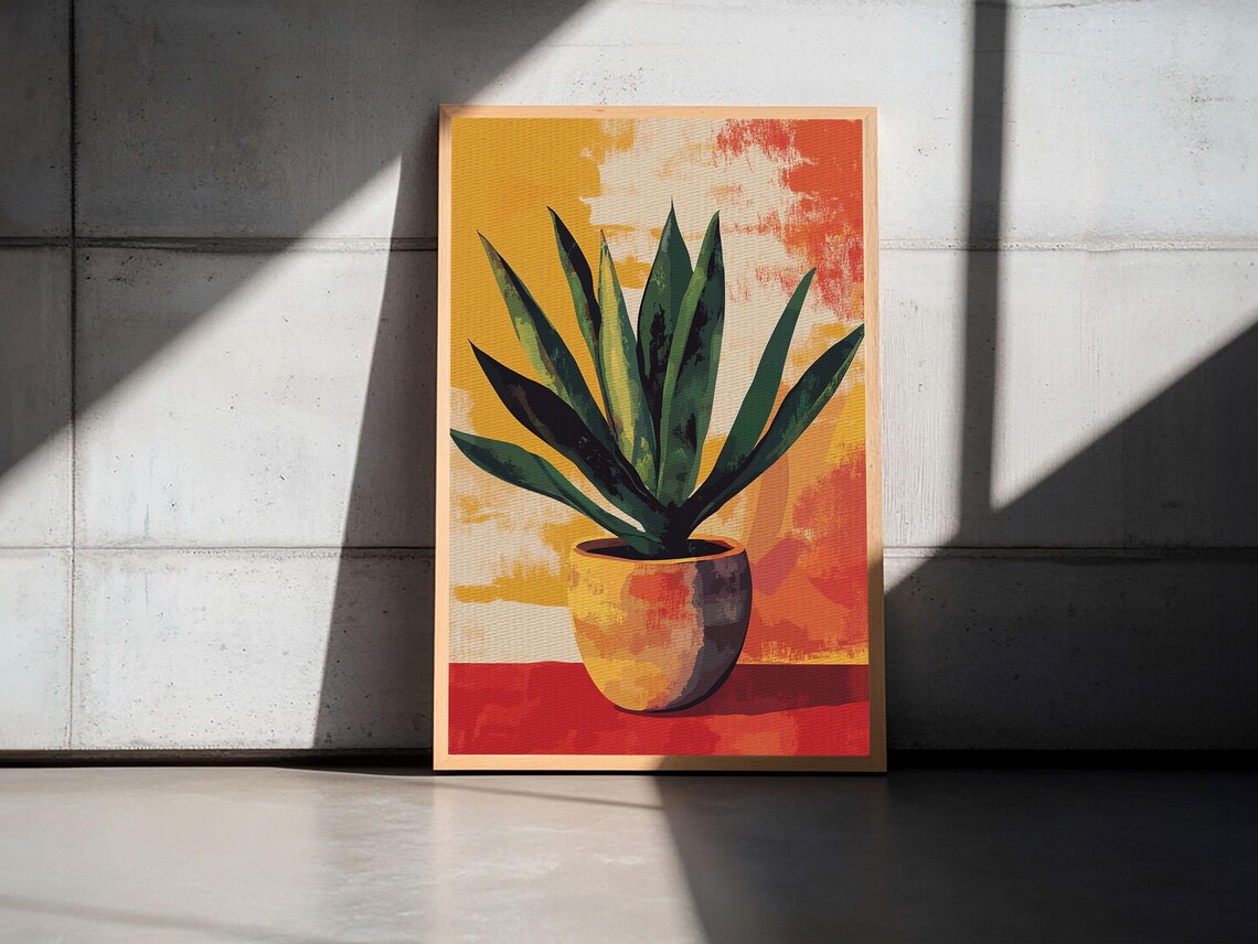 Colorful Agave In Terracotta Pot Southwestern Plant Wall Art Print - Image 5