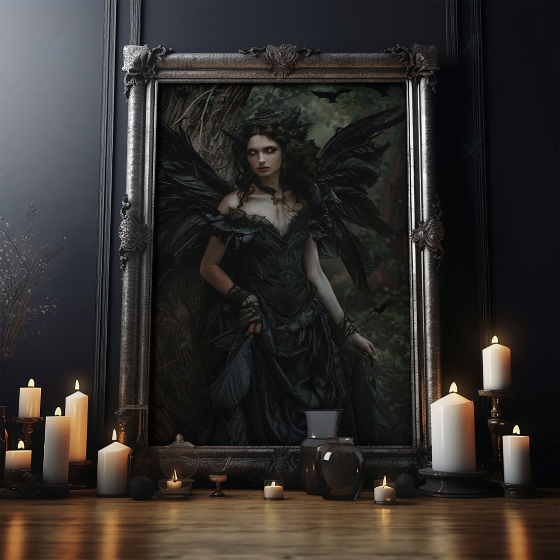 Dark Angel With Black Wings In Haunted Forest Gothic Fantasy Poster - Image 5