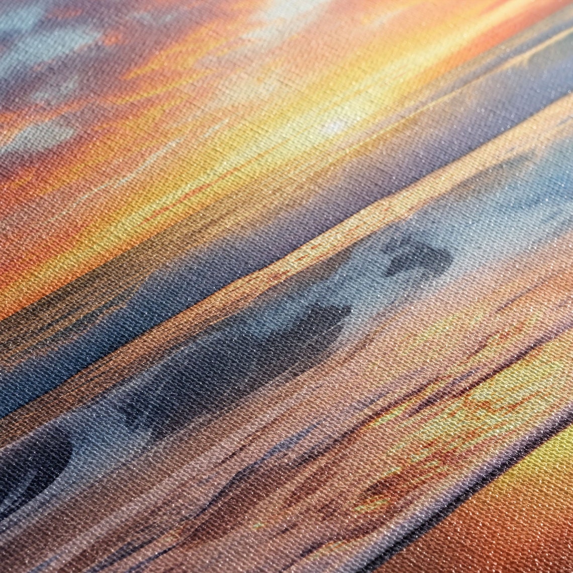 Beach Sunset Waves Foamy Shore Pink Clouds Relaxing Seaside Art Poster - Image 2
