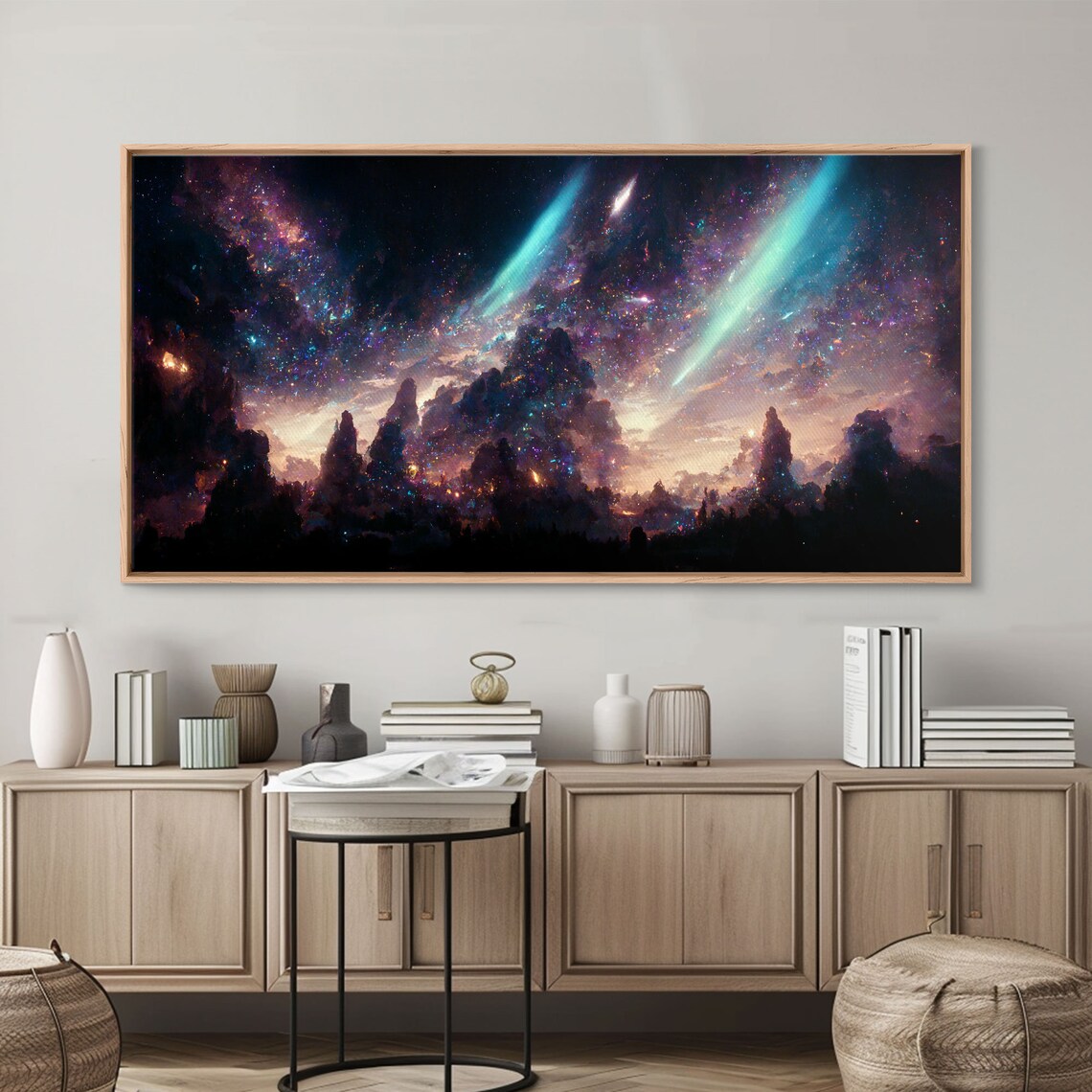 Aurora Borealis Over Norway, Mountain Landscape Art Print - Image 3