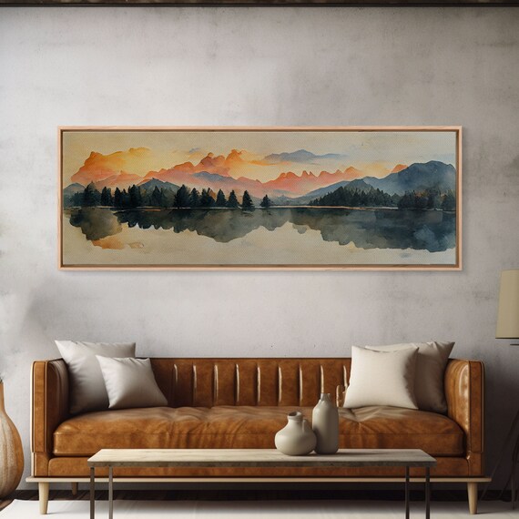 Unique Watercolor Painting Of A Forest Fire Panoramic Print Ready To Hang Gloomy Wall Decor