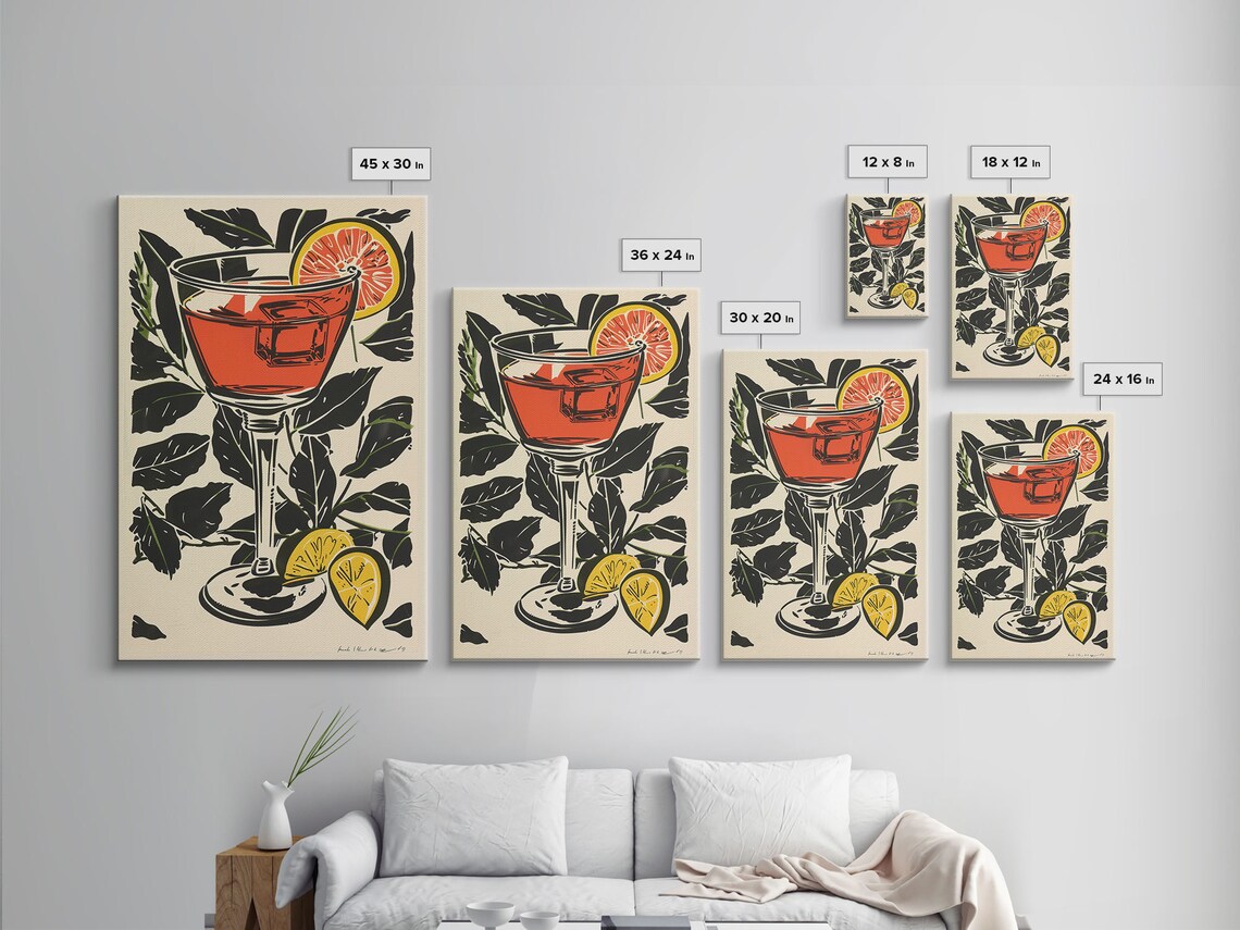 Vintage Orange Cocktail Coupe Glass Citrus Retro Bar Wall Art Poster - Image 2