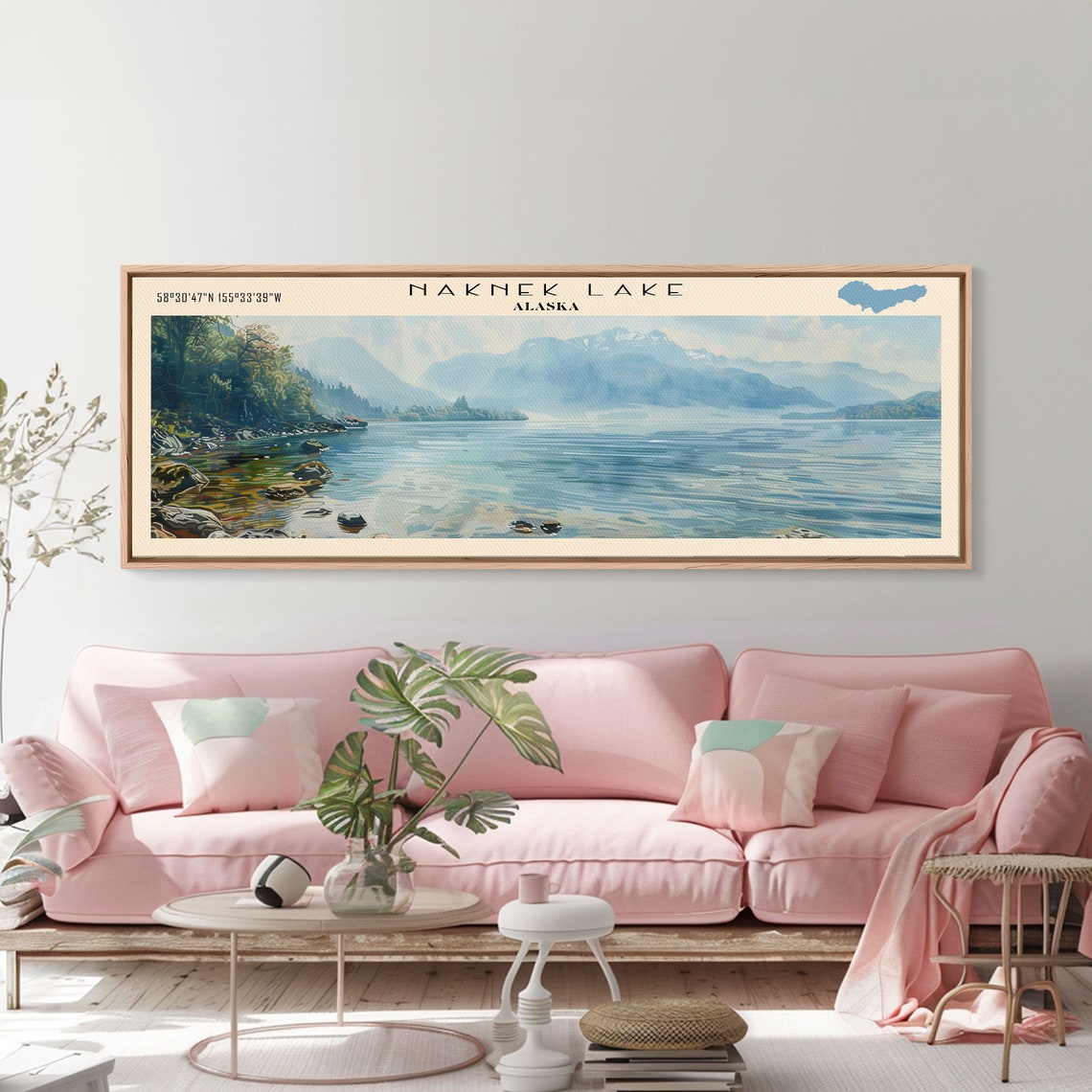 Naknek Lake Alaska Bright Blue Water Hazy Mountain Panorama Poster - Image 4