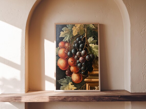 Fruit Still Life Oil Painting Print Antique Style Wall Art Kitchen Decor Art Home Decor Housewarming Gift Vintage Farmhouse