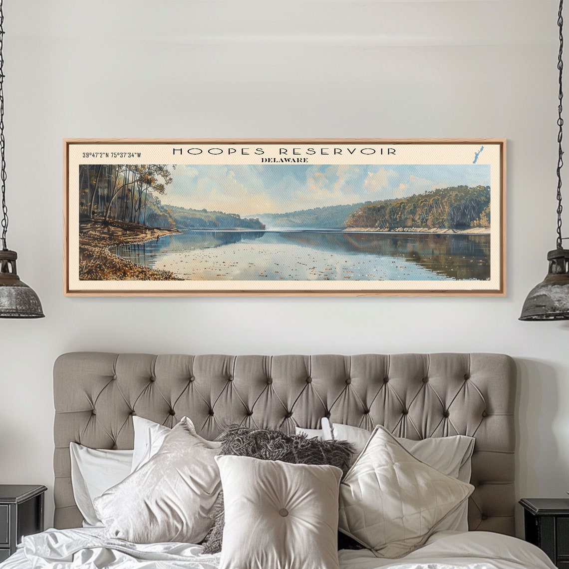 Hoopes Reservoir Delaware Blue Sky Forested Valley Water Poster - Image 2