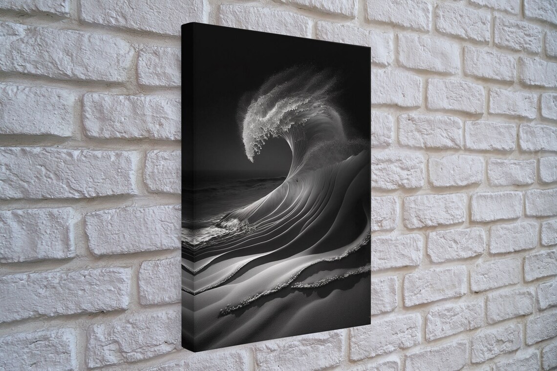 Surf California Wall Art Print, Black and White Beach - Image 4