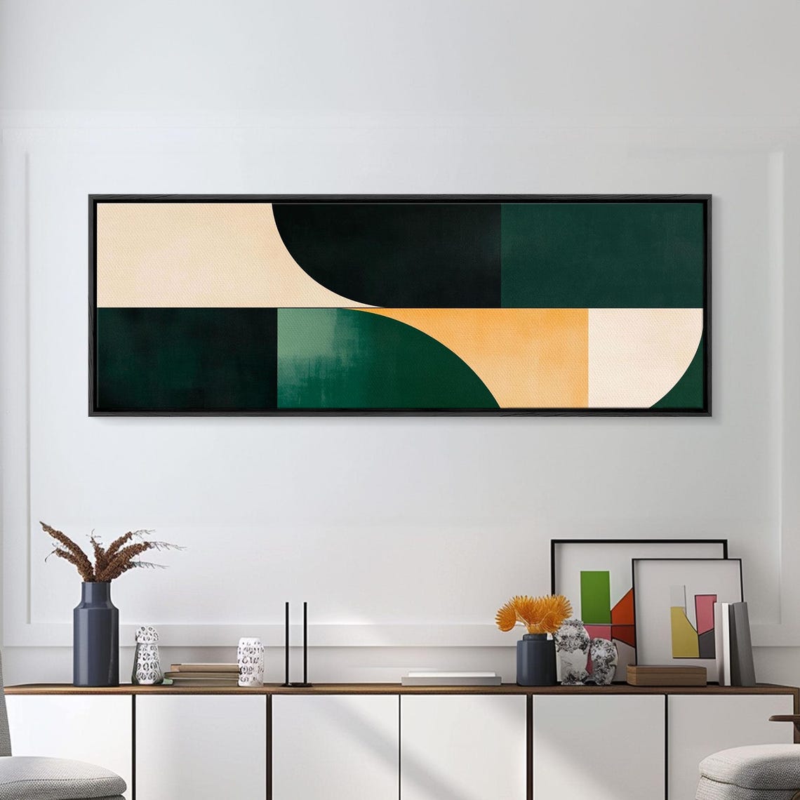 Geometric Mid Century Modern Wall Art Framed Print Abstract Art Modern Art Geometric Patterns Mcm Home Decor Emerald Green Art - Image 4