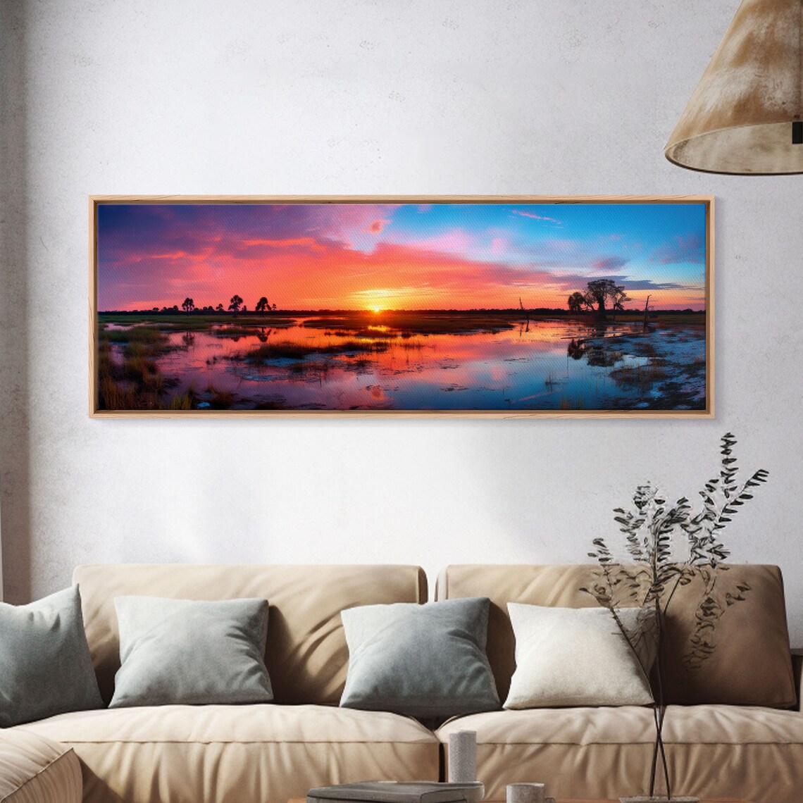 Everglades National Park Pink Sunset Wetland Pools Grass Panoramic Poster - Image 4
