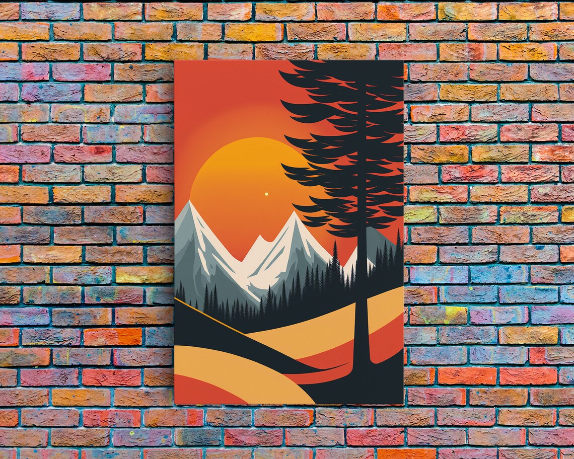 Sunset Over the Mountains, Retro Pop Art Poster