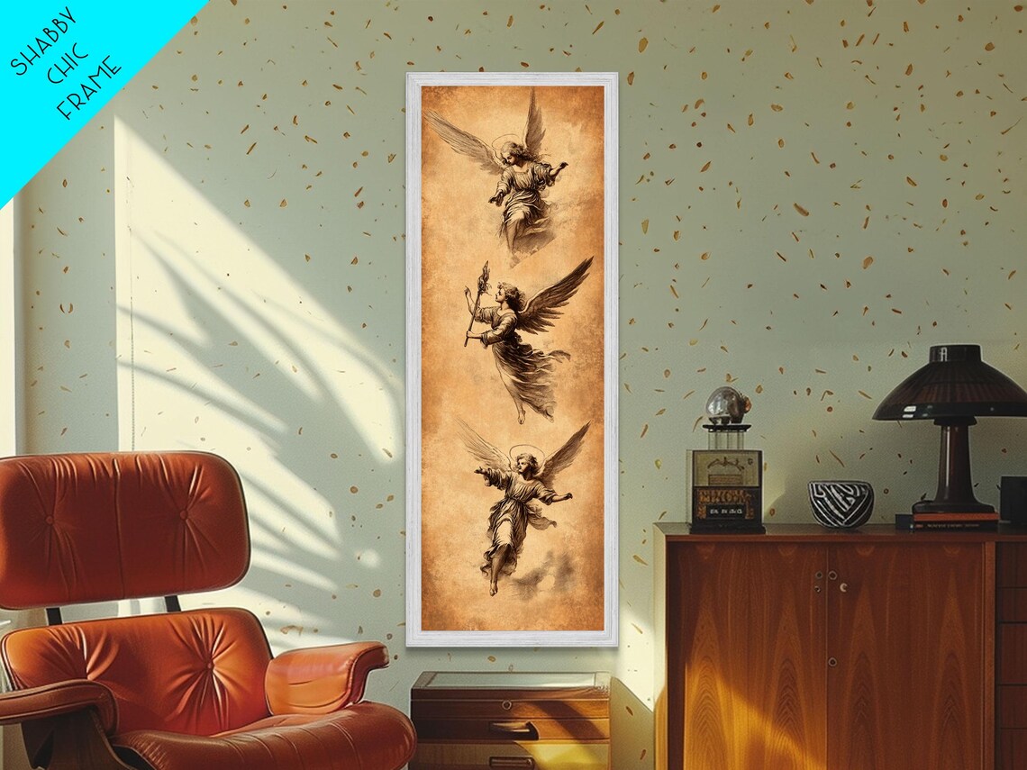 Guardian Angels Christmas Art Print, Angel Painting - Image 3