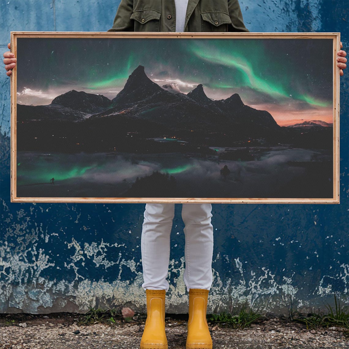 Northern Lights Aurora Borealis Over Mountains Night Sky Poster - Image 6