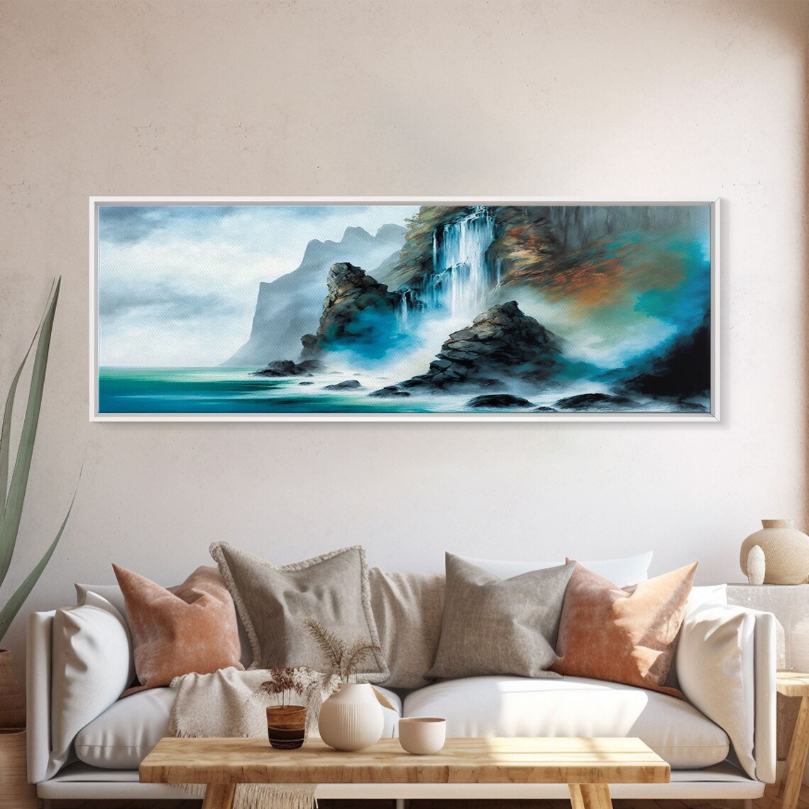Fantasy Waterfall Panoramic Landscape Art Print - Image 5