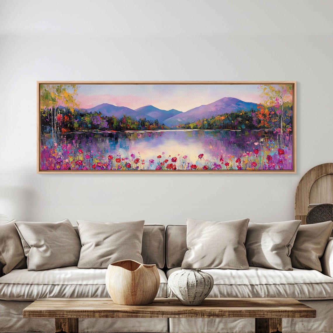 Spring Wildflower Meadow Lake Purple Mountain Panoramic Poster - Image 6