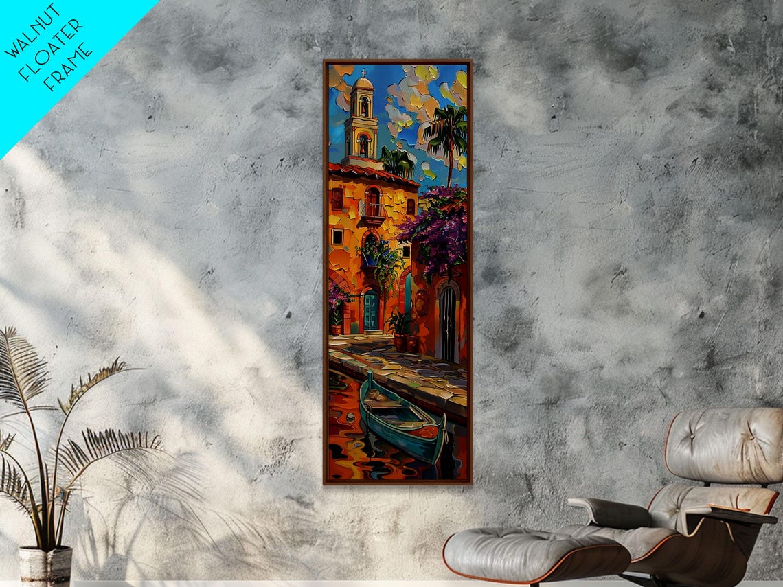 Venetian Canal Gondola Bell Tower Old Town Impasto Painting Poster - Image 3