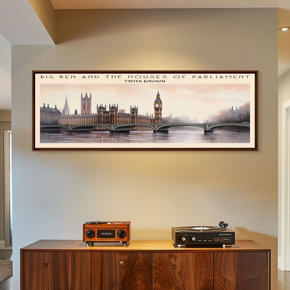 Big Ben And The Houses Of Parliament Panoramic Wall Art Travel Poster Gift For Travel Lover Vacation Gift England Wall Art Home Decor