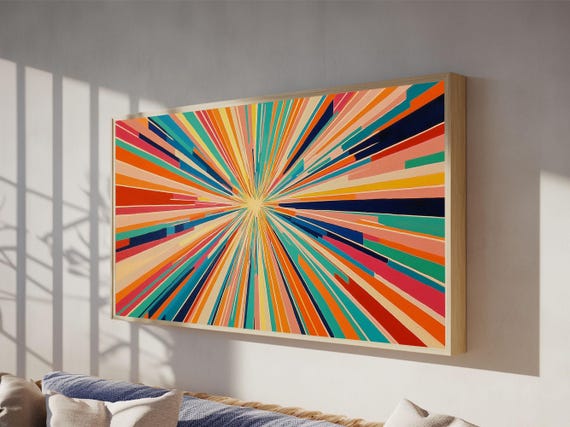 Mid Century Modern Wall Art Retro Geometric Wall Art Framed Print Modern Abstract Painting Print Bold And Bright Colors