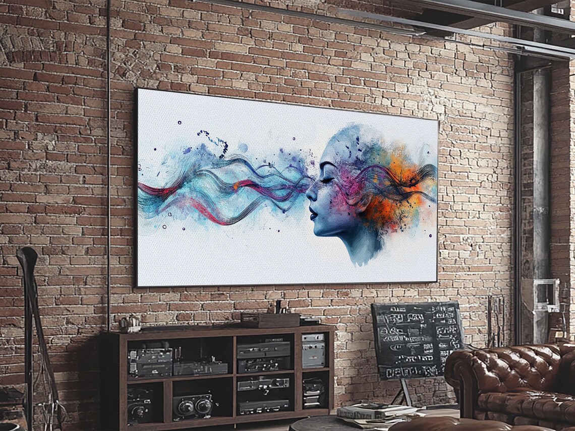 Woman Profile Colorful Flowing Hair Abstract Watercolor Art Poster - Image 6