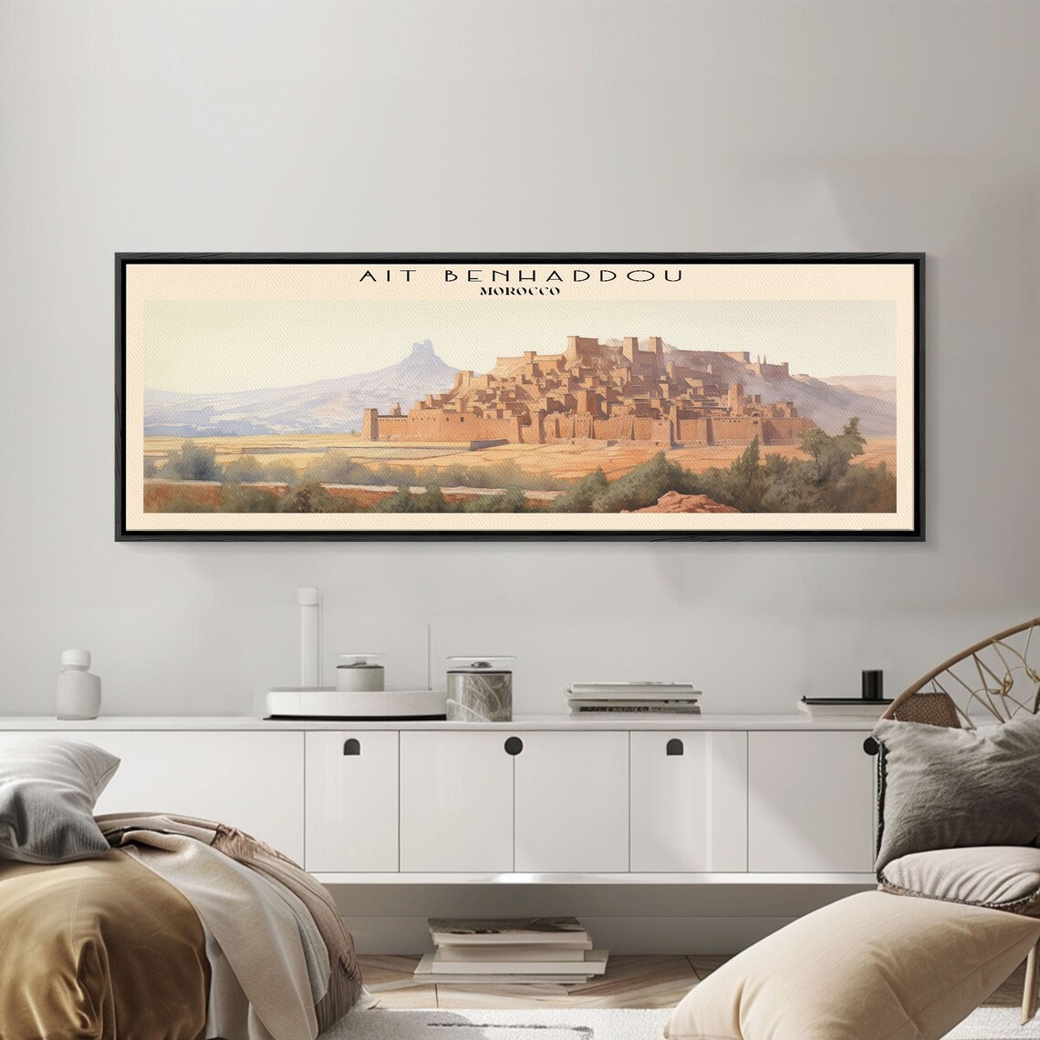Ait Benhaddou Morocco Kasbah Hilltop Village Desert Watercolor Poster - Image 6